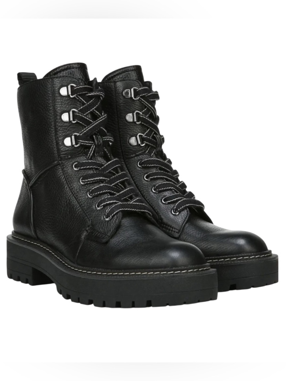 Sam Edelman Laurie Platform Combat Boots Black Leather, 8.5